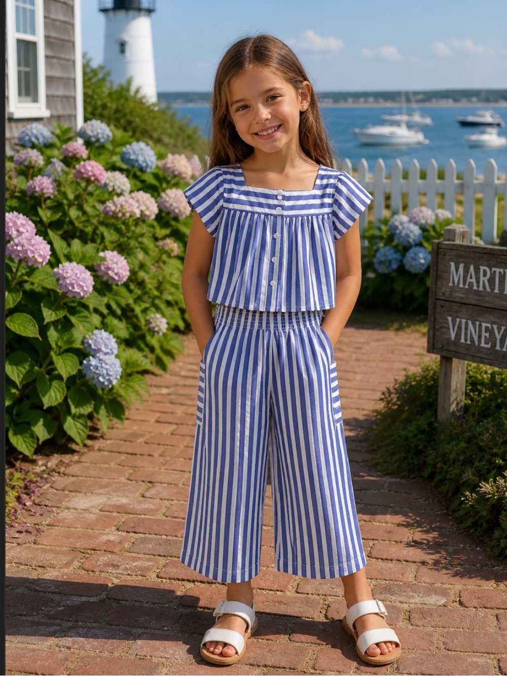 NWT Polo Ralph Lauren Girls Navy & White Striped Two-Piece Set Classic‎ Preppy